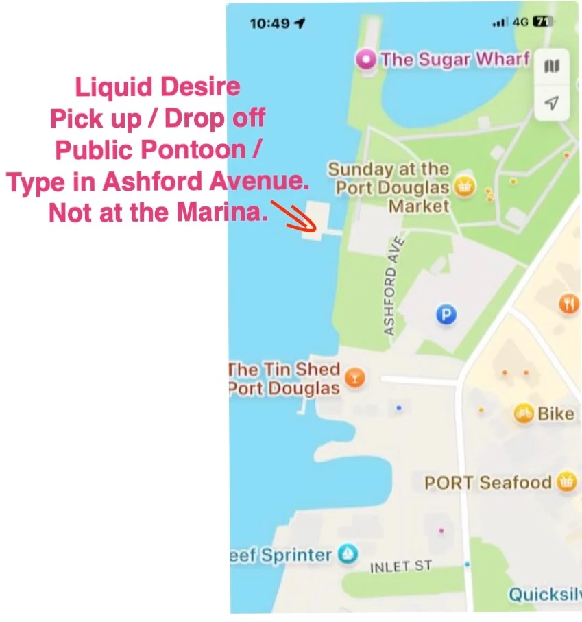 Departure map: Public Pontoon on Ashford Avenue, Port Douglas