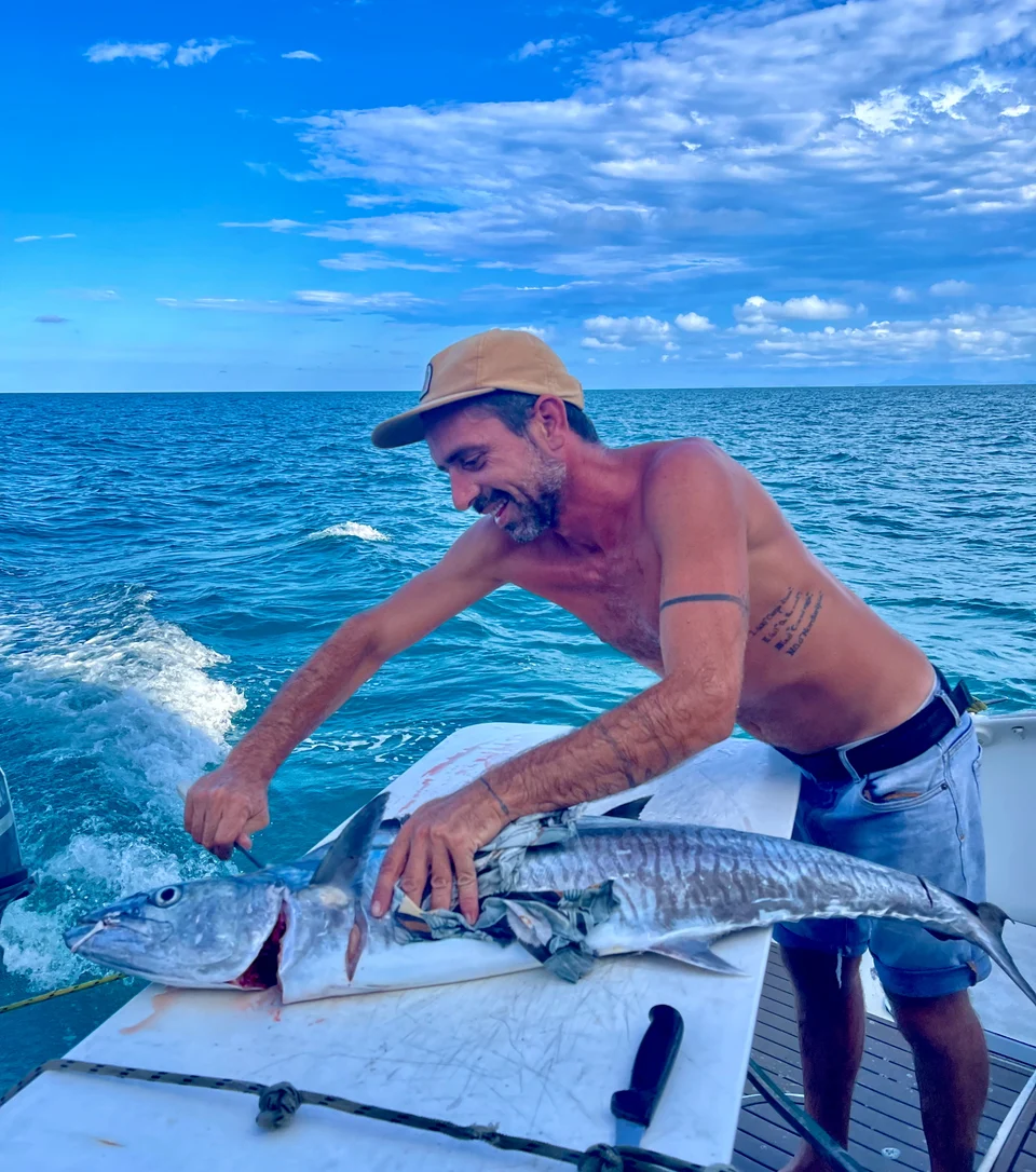 Preparing a freshly caught fish