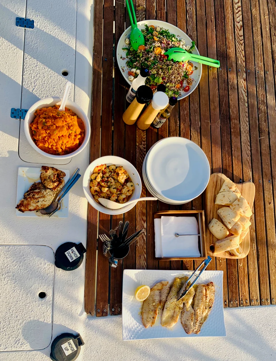 A meal served on the deck
