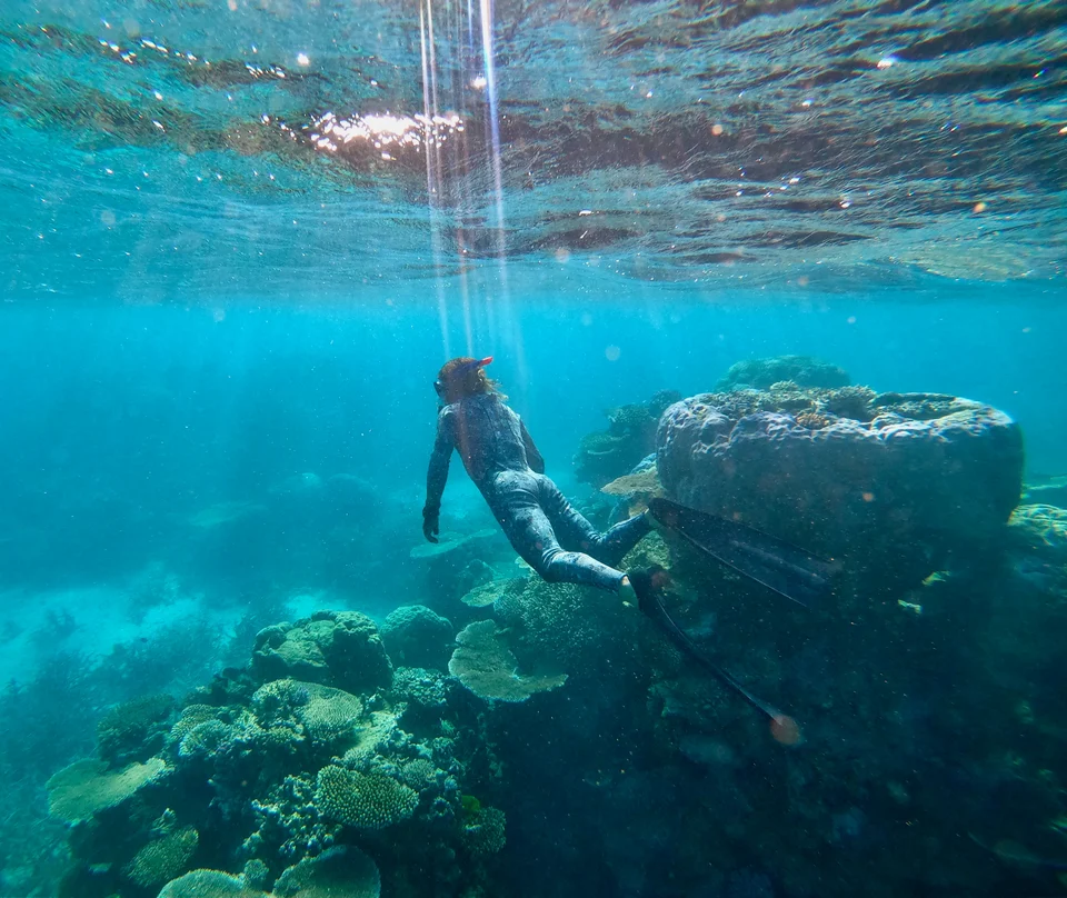 Snorkelling beside the reef
