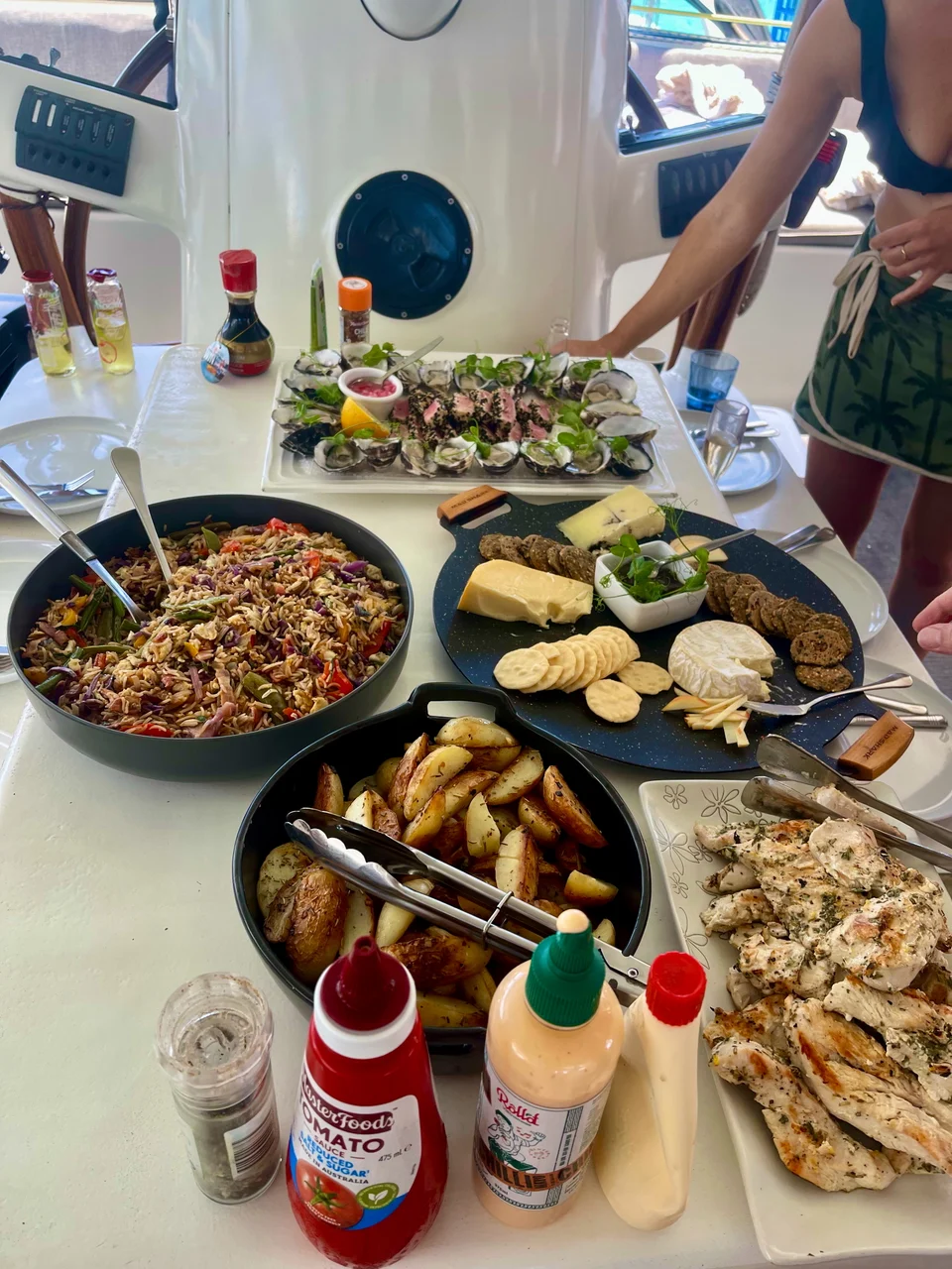 Freshly prepared lunch on board