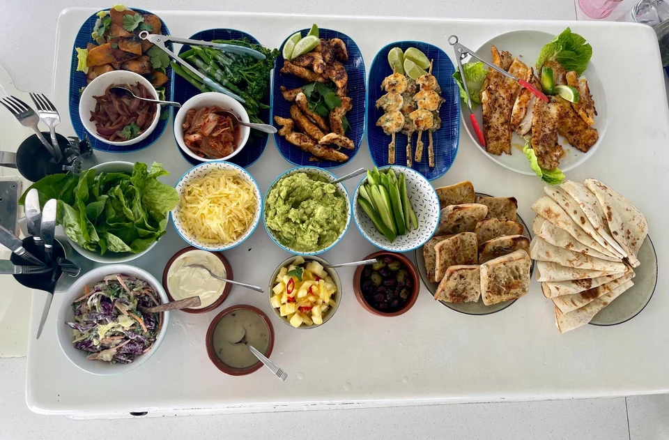 Platters and salads ready to share