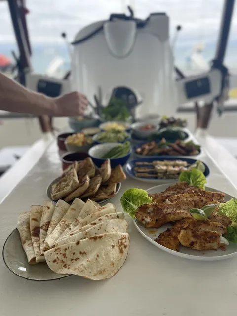 Lunch laid out along the table