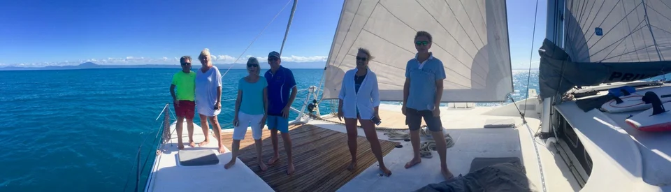 A group on deck, panoramic view