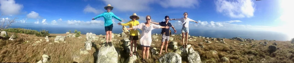 A group at a rocky coastal lookout