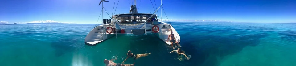 The yacht seen from water level