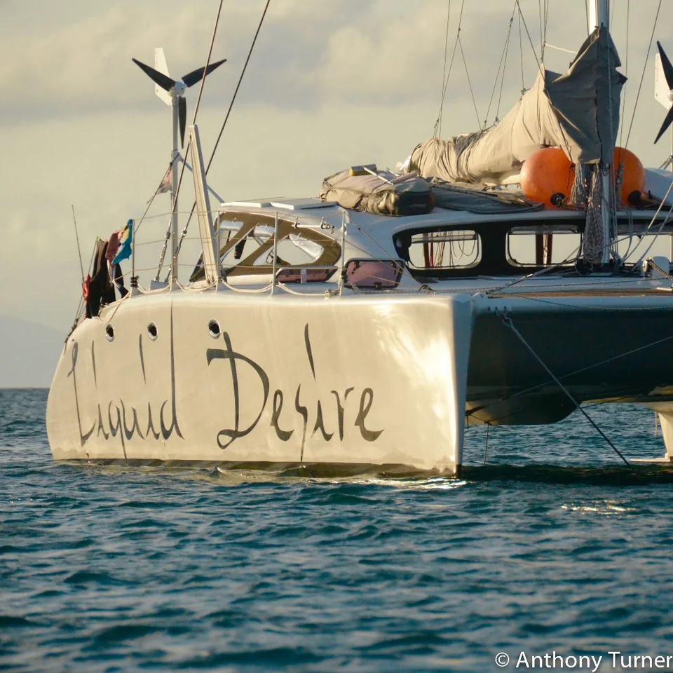 The hull and bow in evening light