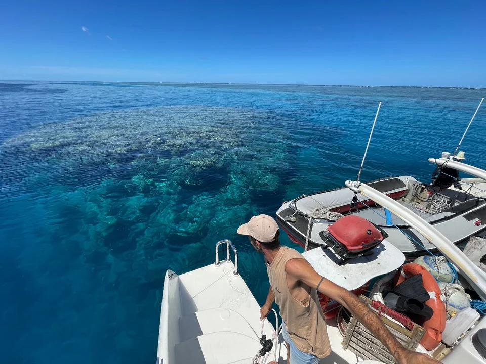 Looking over the deck towards the reef
